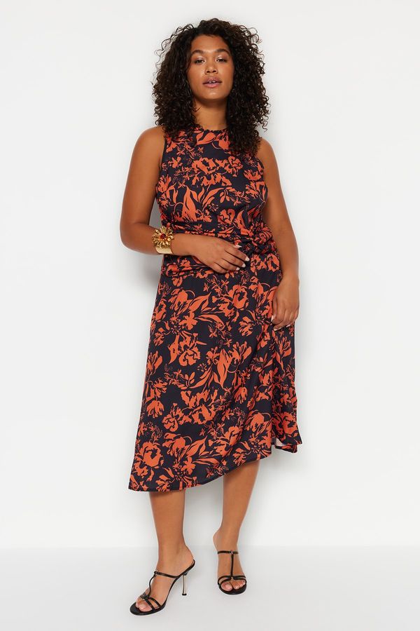 Trendyol Trendyol Curve Multi Color Floral A-line Midi Woven Dress