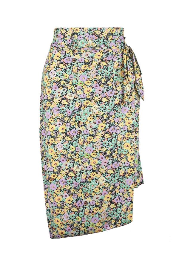 Trendyol Trendyol Curve Multicolored Floral Patterned Wrap Knitted Skirt