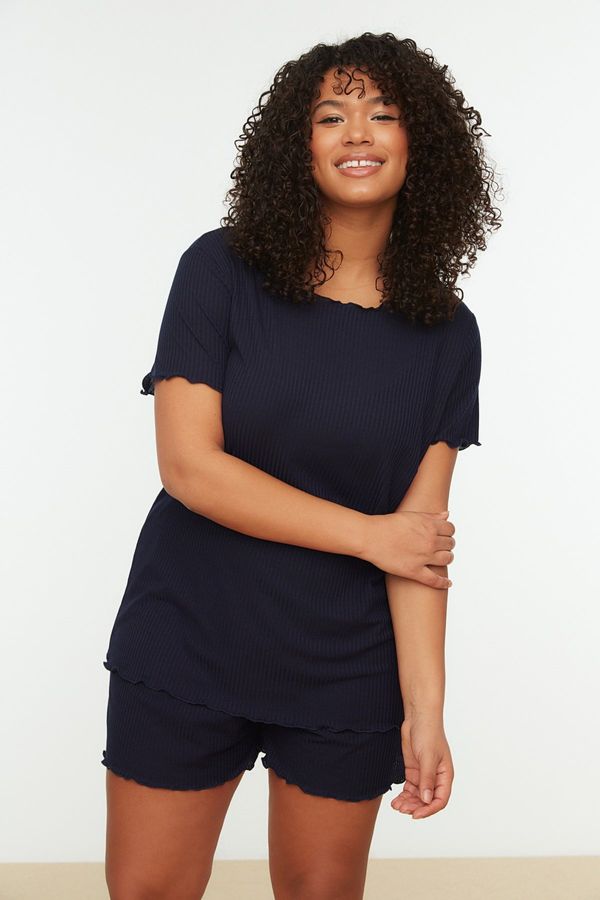 Trendyol Trendyol Curve Navy Blue Crew Neck Knitted Pajama Set