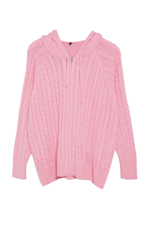Trendyol Trendyol Curve Pink Knitwear Plus Size Cardigan