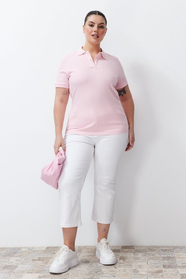 Trendyol Trendyol Curve Pink Polo Neck Knitted T-shirt