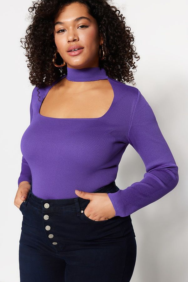 Trendyol Trendyol Curve Purple Collar Detailed Knitwear Blouse