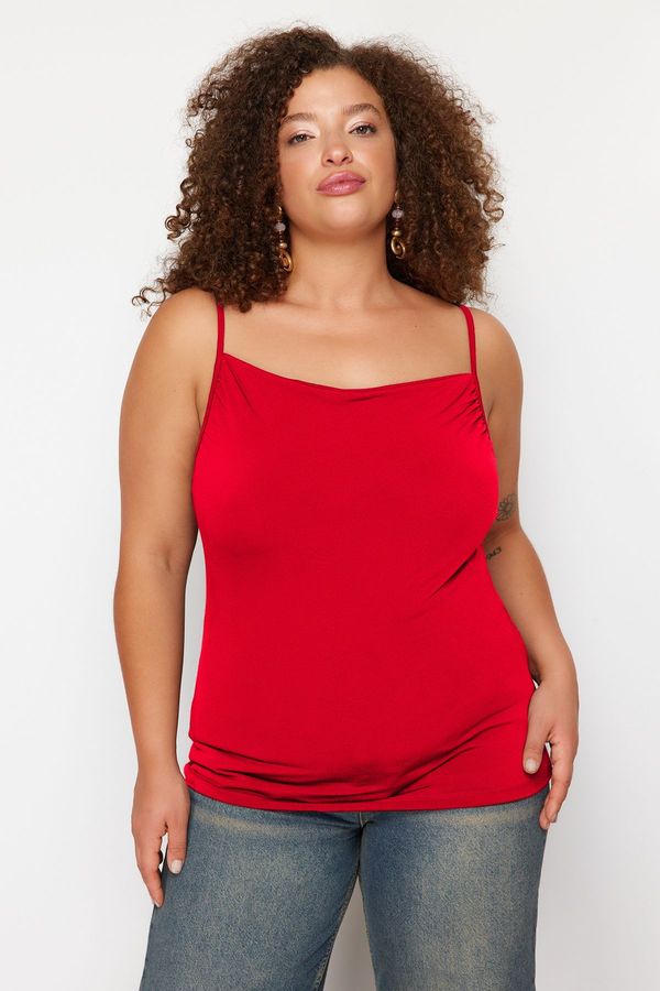 Trendyol Trendyol Curve Red Sandy Knitted Plus Size Blouse