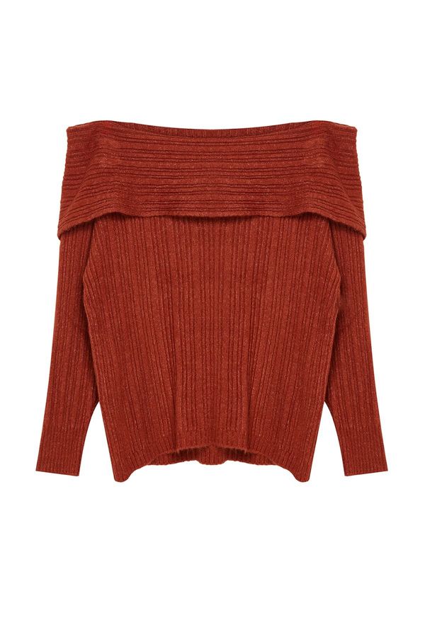 Trendyol Trendyol Curve Tile Corded Carmen Collar Knitwear Sweater