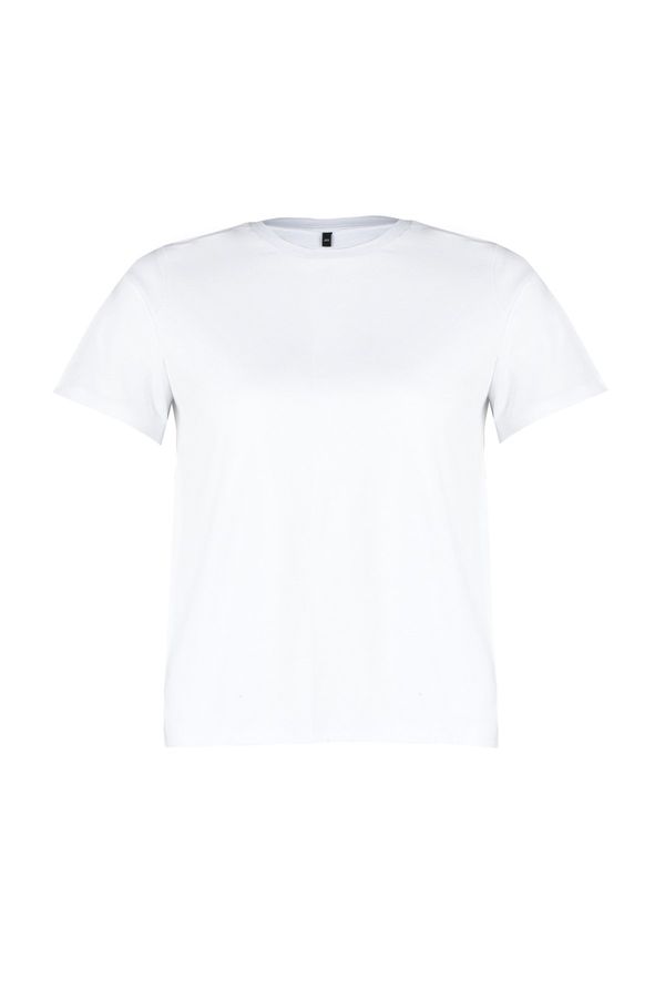 Trendyol Trendyol Curve White 100% Cotton Premium Crew Neck Knitted T-Shirt