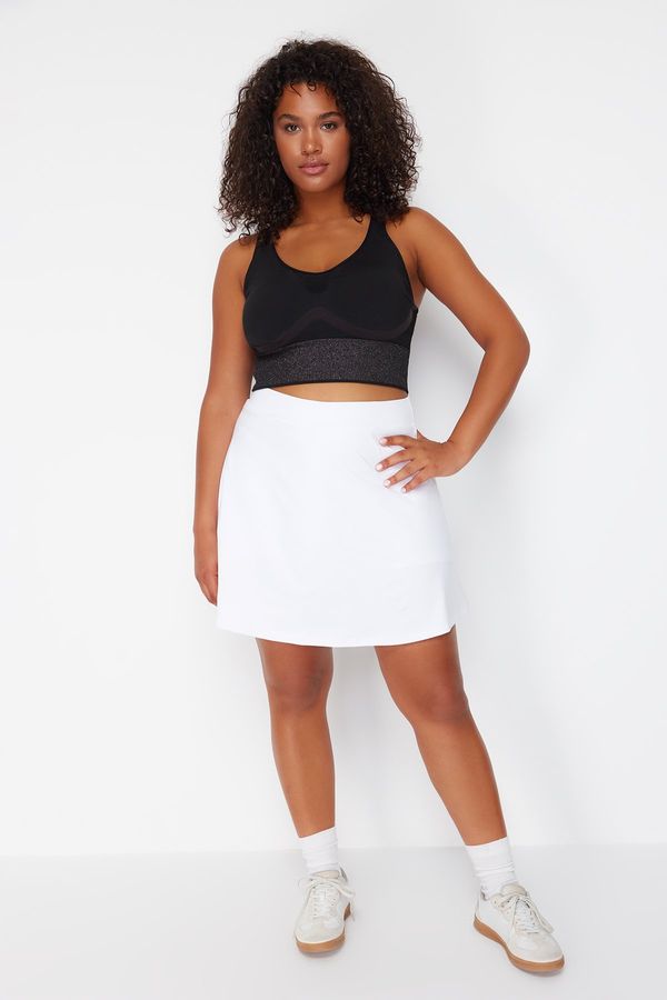 Trendyol Trendyol Curve White 2 Layer Knitted Sports Shorts Skirt
