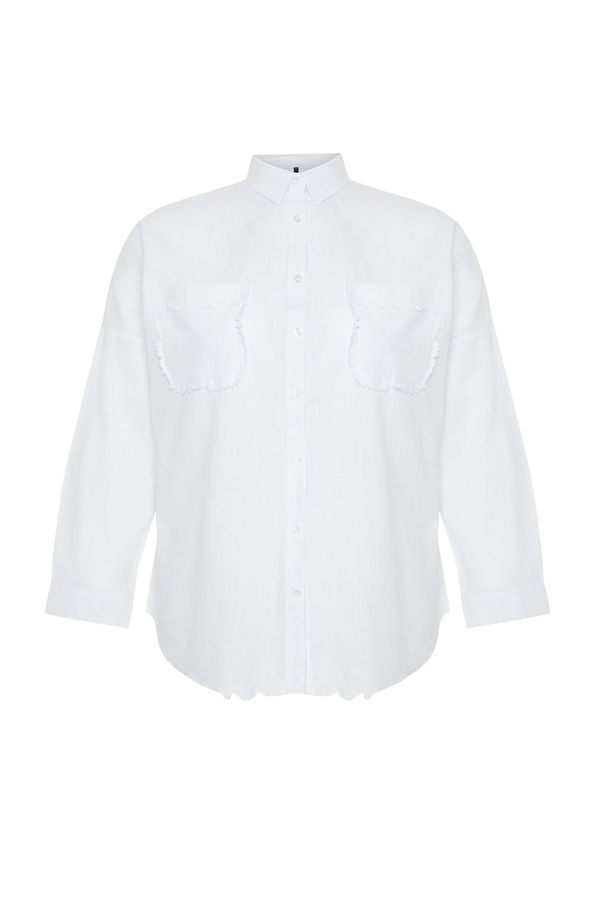 Trendyol Trendyol Curve White Basic Oversize Woven Shirt