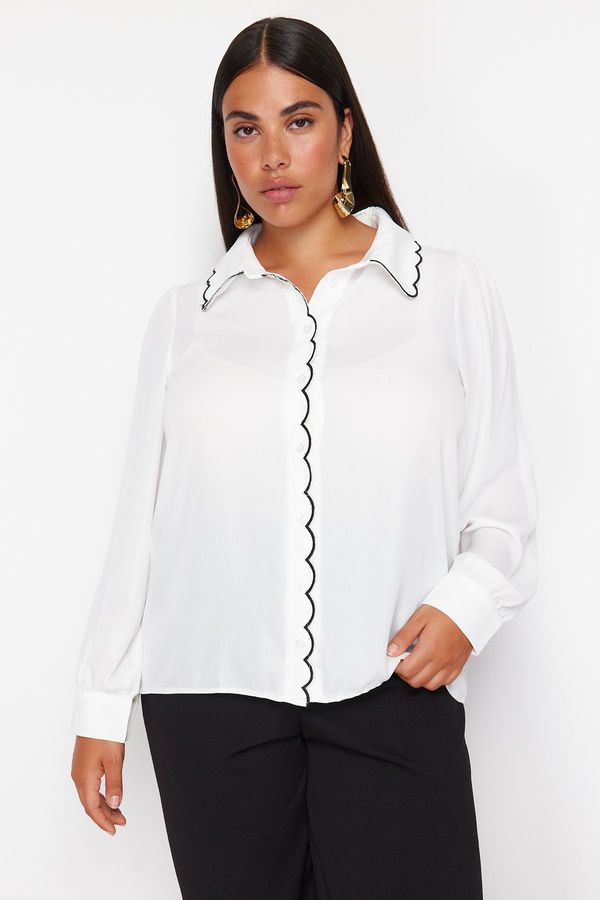 Trendyol Trendyol Curve White Embroidery Detailed Woven Shirt