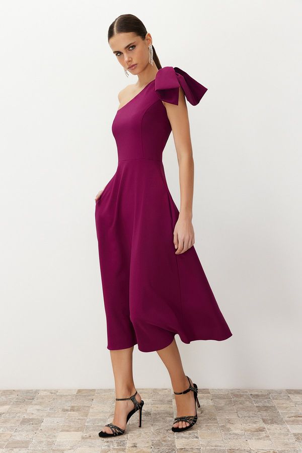 Trendyol Trendyol Damson Bow Detailed Woven Elegant Evening Dress