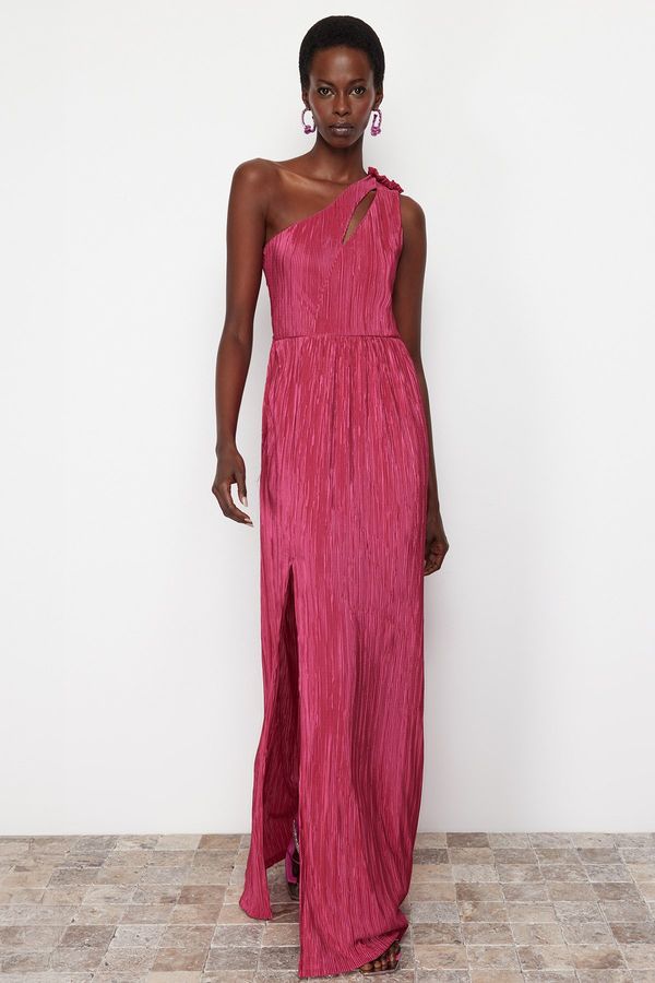 Trendyol Trendyol Damson Knitted Lined Long Evening Evening Dress