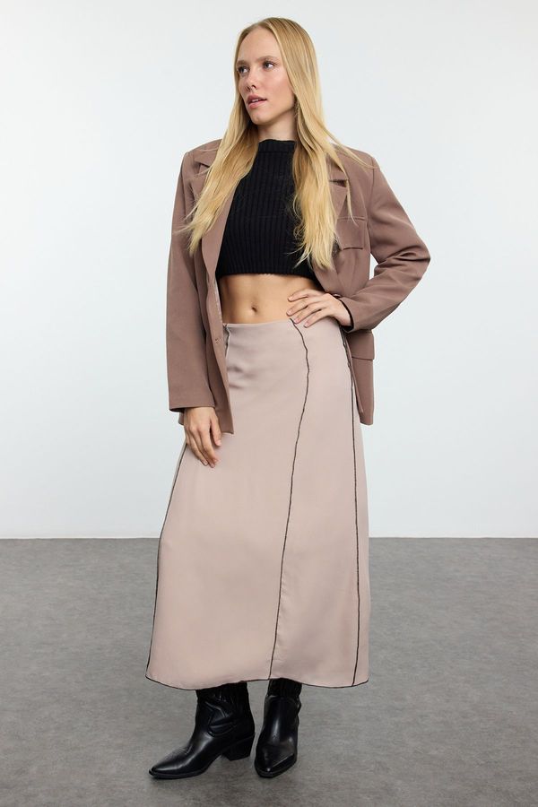 Trendyol Trendyol Dark Beige A-line Chiffon Fabric Maxi Length Skirt