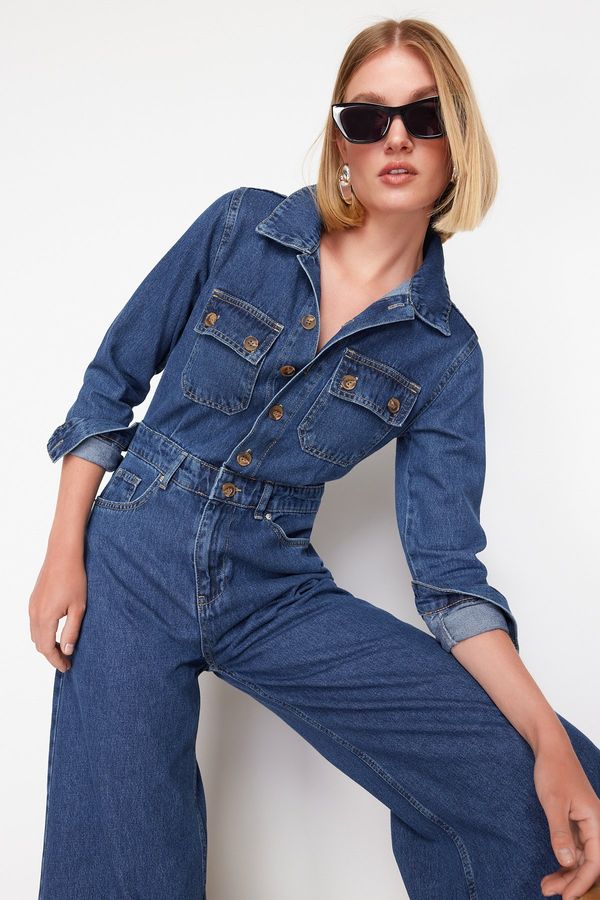 Trendyol Trendyol Dark Blue Denim Overalls