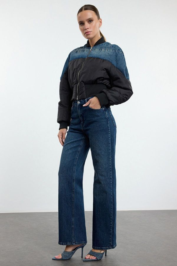 Trendyol Trendyol Dark Blue High Waist Wide Leg Jeans