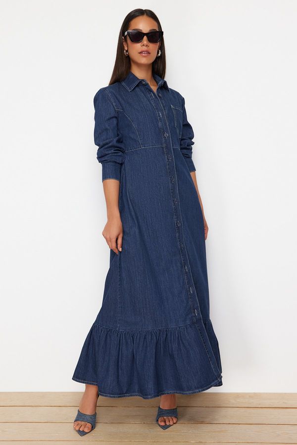 Trendyol Trendyol Dark Blue Maxi Modest Denim Dress