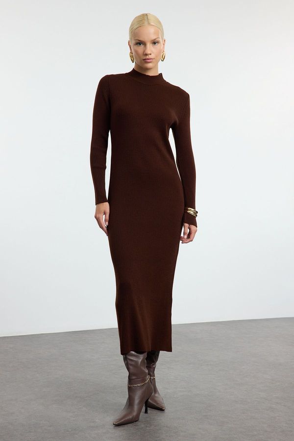 Trendyol Trendyol Dark Brown Basic Knit Dress