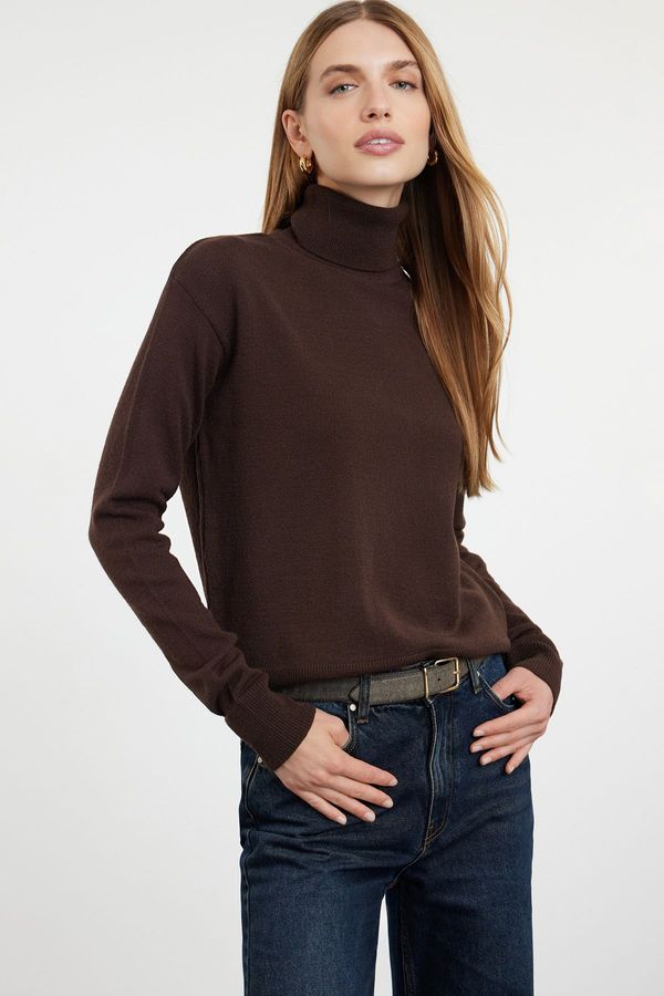 Trendyol Trendyol Dark Brown Wool Turtleneck Knitwear Sweater