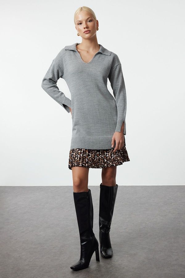 Trendyol Trendyol Dark Gray Midi Knitwear Dress