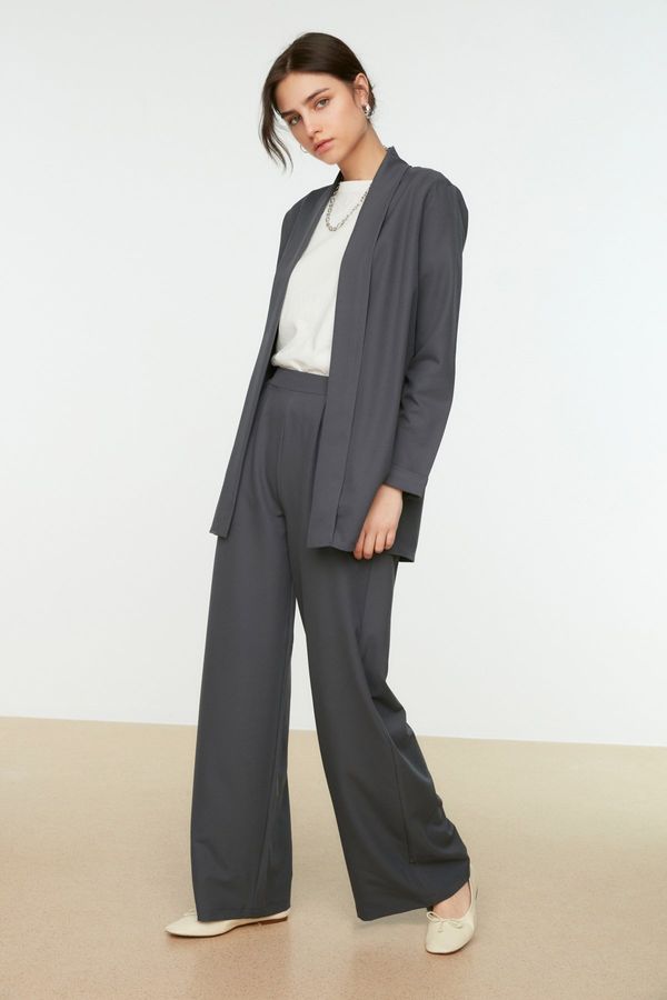 Trendyol Trendyol Dark Gray Wide Leg Jacket-Pants Woven Suit