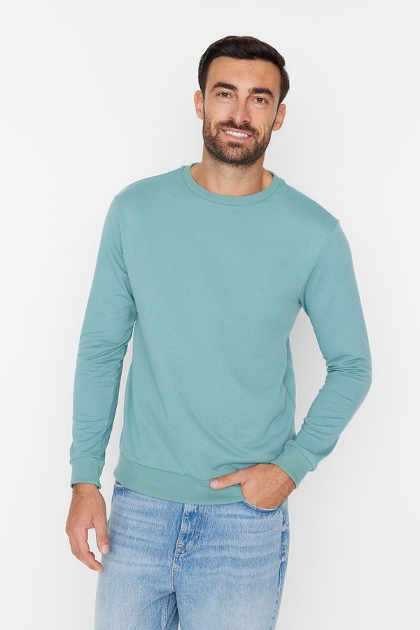 Trendyol Trendyol Dark Mint Basic Regular/Real Fit Crew Neck Long Sleeve Sweatshirt