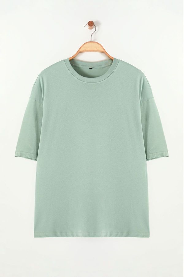 Trendyol Trendyol Dark Mint Oversize/Wide Cut 100% T-Shirt