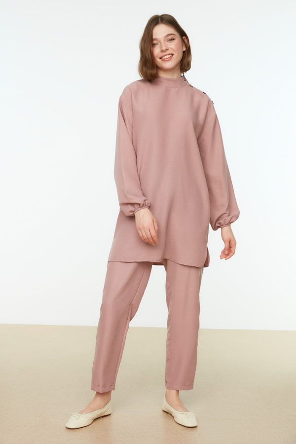 Trendyol Trendyol Dried Rose Shoulder Detailed Tunic-Pants Woven Suit