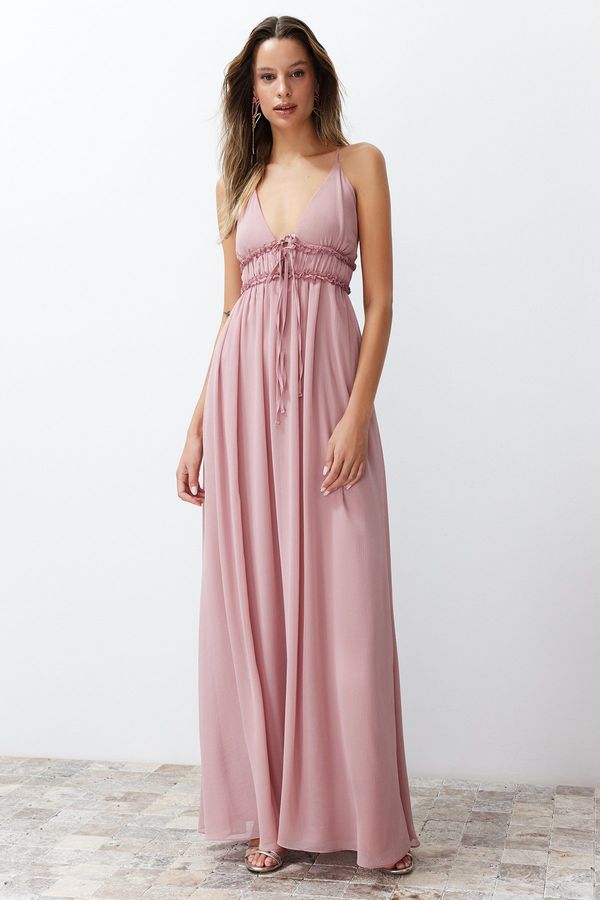 Trendyol Trendyol Dusty Rose A-Line Woven Chiffon Long Elegant Evening Dress