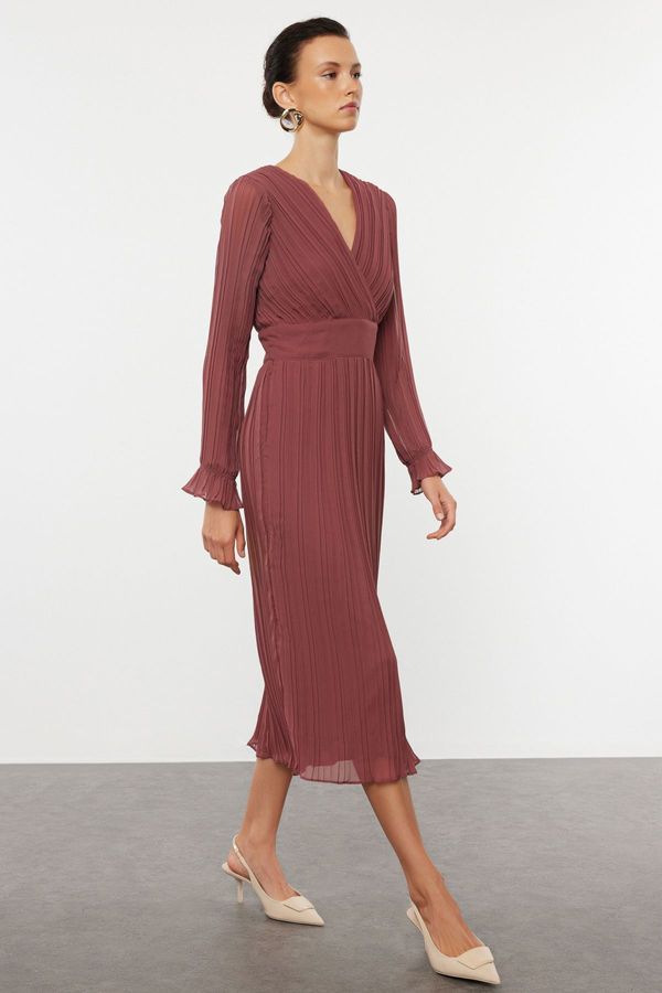 Trendyol Trendyol Dusty Rose Belted Plain Maxi Woven Dress