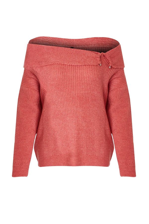 Trendyol Trendyol Dusty Rose Carmen Collar Knitwear Sweater