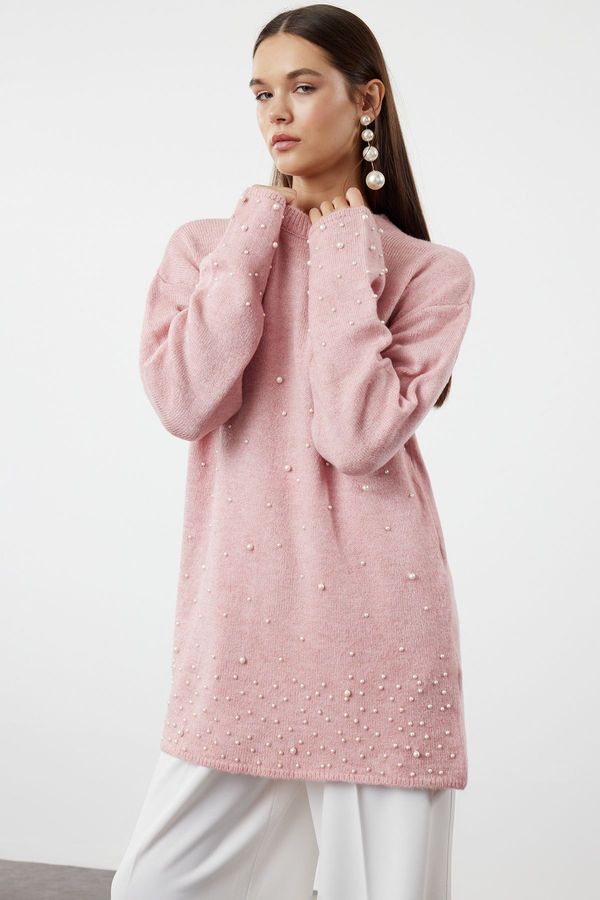 Trendyol Trendyol Dusty Rose Pearl Detailed Knitwear Sweater