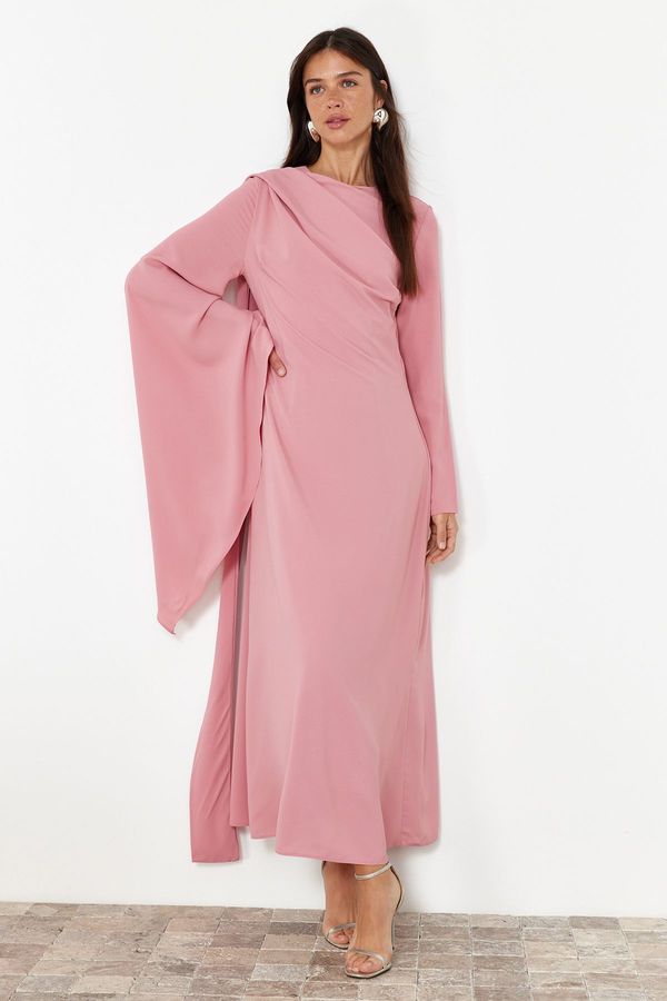 Trendyol Trendyol Dusty Rose Shawl Detailed Evening Dress