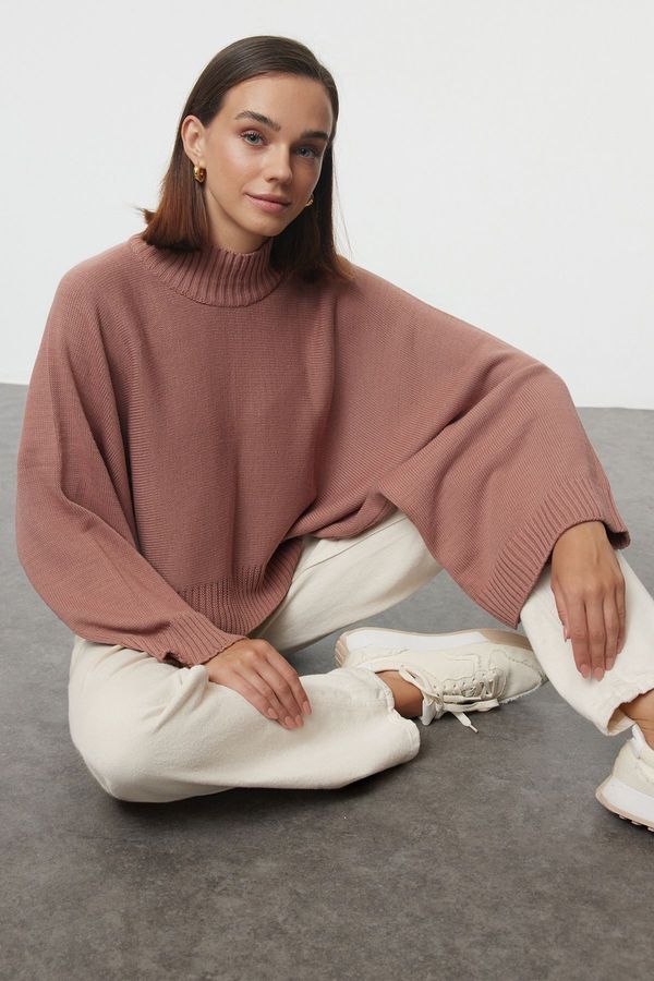 Trendyol Trendyol Dusty Rose Wide Pattern Bat Sleeve Knitwear Sweater