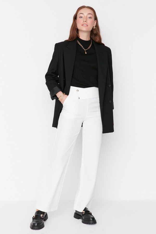 Trendyol Trendyol Ecru Double-Button Woven Trousers