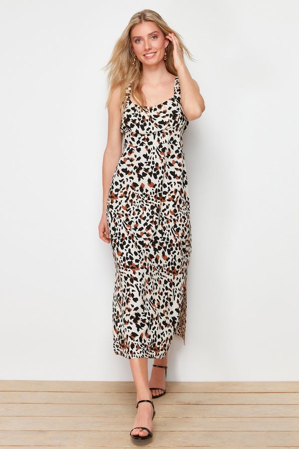 Trendyol Trendyol Ecru Floral Viscose Maxi Woven Dress