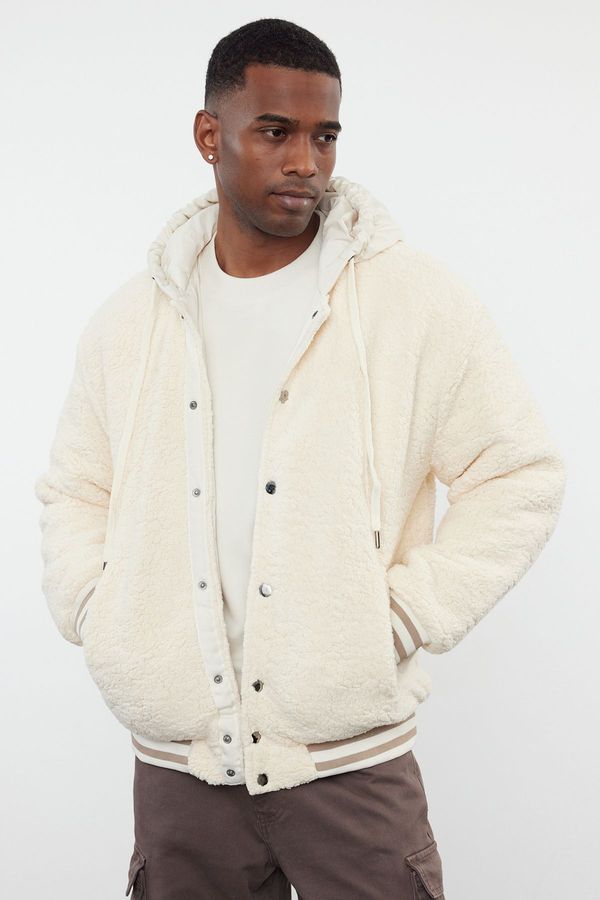 Trendyol Trendyol Ecru Relaxed Fit Rubber Detailed Hooded Winter Coat