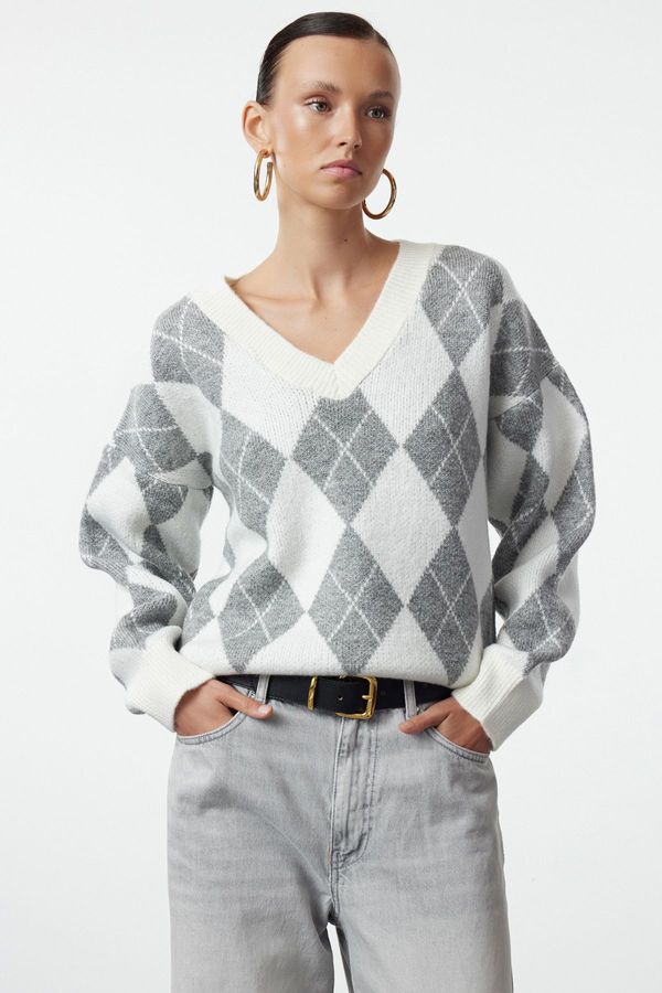 Trendyol Trendyol Ecru Soft Textured Baklava Knitwear Sweater