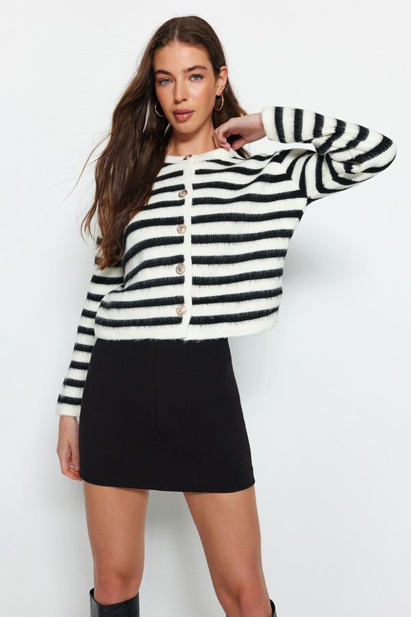 Trendyol Trendyol Ecru Soft Textured Striped Knitwear Cardigan