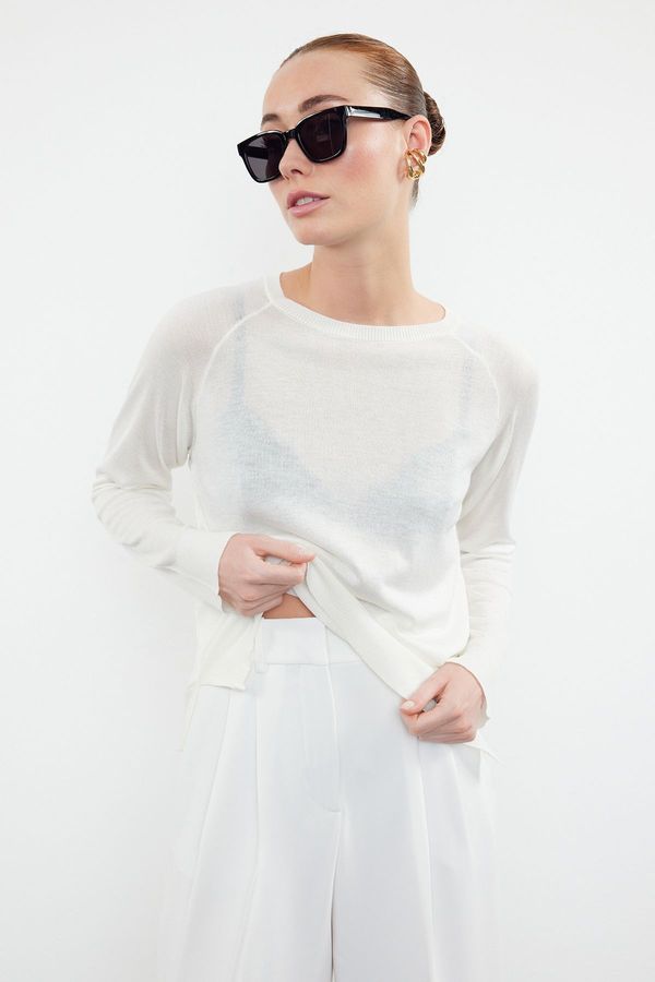 Trendyol Trendyol Ecru Transparent Fine Knitwear Sweater