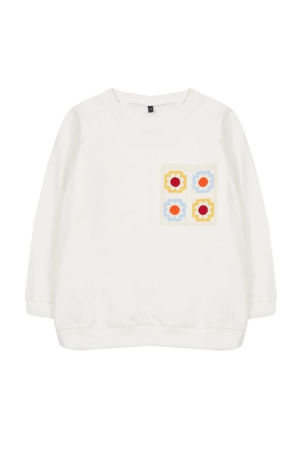 Trendyol Trendyol Ecru*002 Girl Seasonal-Thin Floral Cotton Knitted Sweatshirt