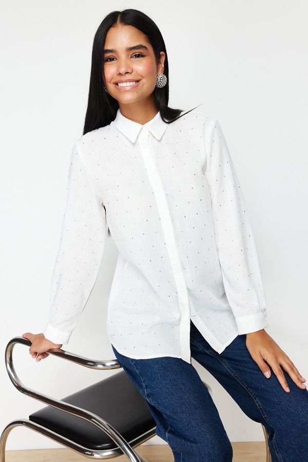 Trendyol Trendyol Elegant Woven Shirt with White Stone