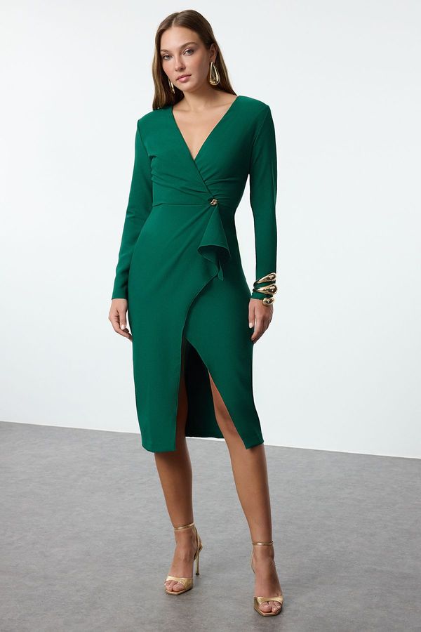 Trendyol Trendyol Emerald Green Accessory Detailed Woven Dress