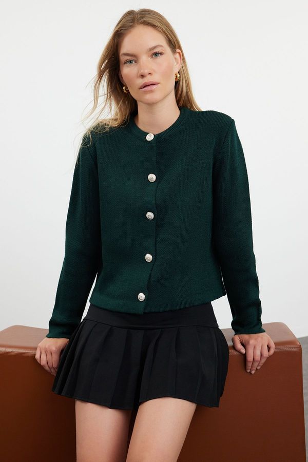 Trendyol Trendyol Emerald Green Basic Jacket Look Knitted Cardigan