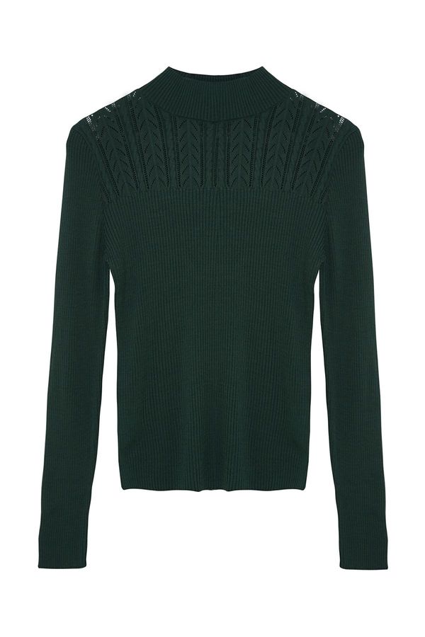 Trendyol Trendyol Emerald Green Openwork/Hole Knitwear Sweater