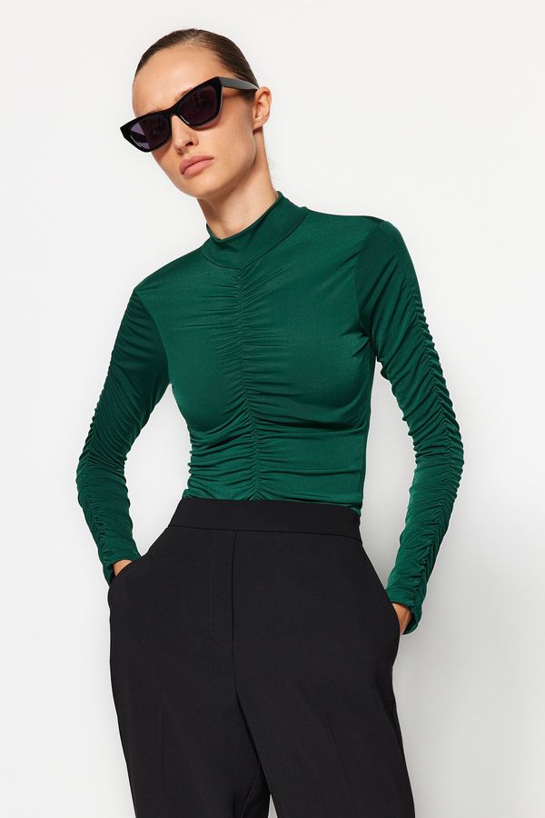 Trendyol Trendyol Emerald Green Slim Smoke Detailed Knitted Body with Snap fastener