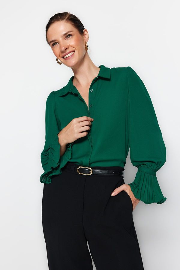 Trendyol Trendyol Emerald Green Spanish Sleeve Woven Shirt