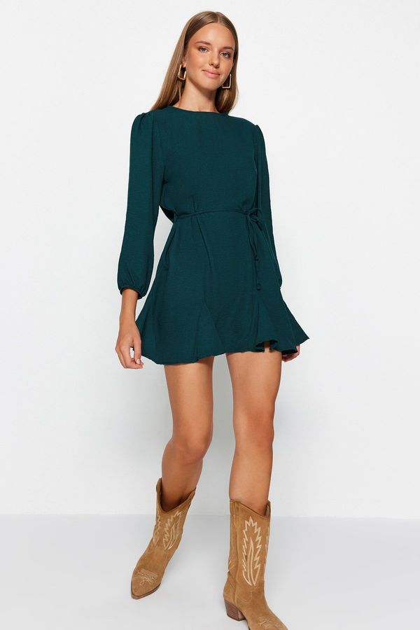 Trendyol Trendyol Emerald Green Tie Detailed Woven Dress