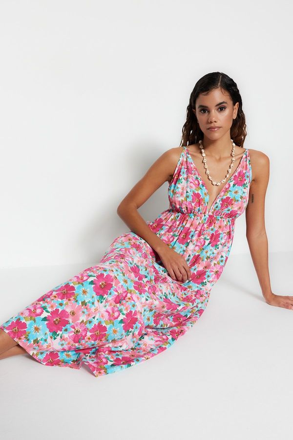 Trendyol Trendyol Floral Patterned Maxi Woven Beach Dress
