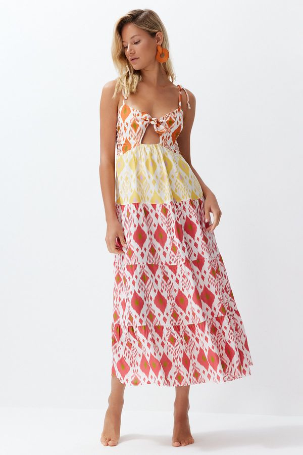 Trendyol Trendyol Floral Print Maxi Woven Tied Beach Dress