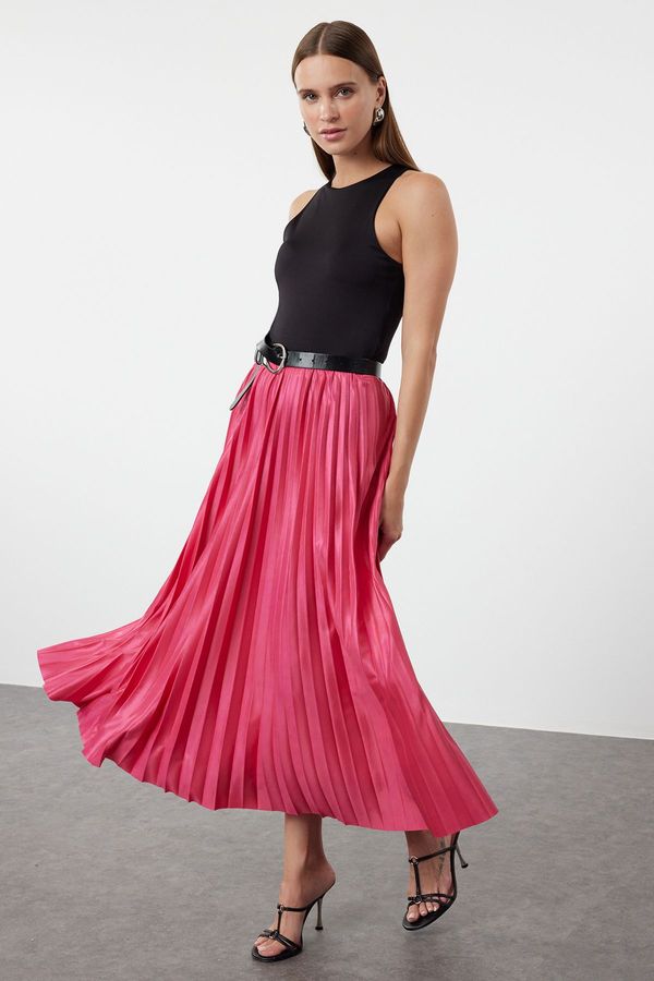 Trendyol Trendyol Fuchsia Flared Maxi Pleated Knitted Skirt