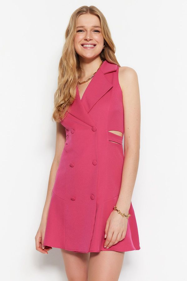 Trendyol Trendyol Fuchsia Jacket Collar Cut Out/Window Detail Mini Woven Dress