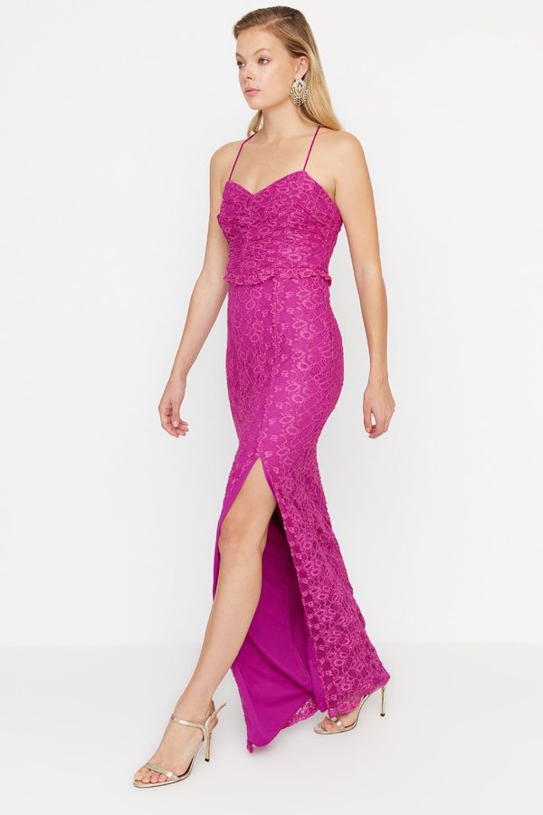 Trendyol Trendyol Fuchsia Lace Detailed Evening Dress